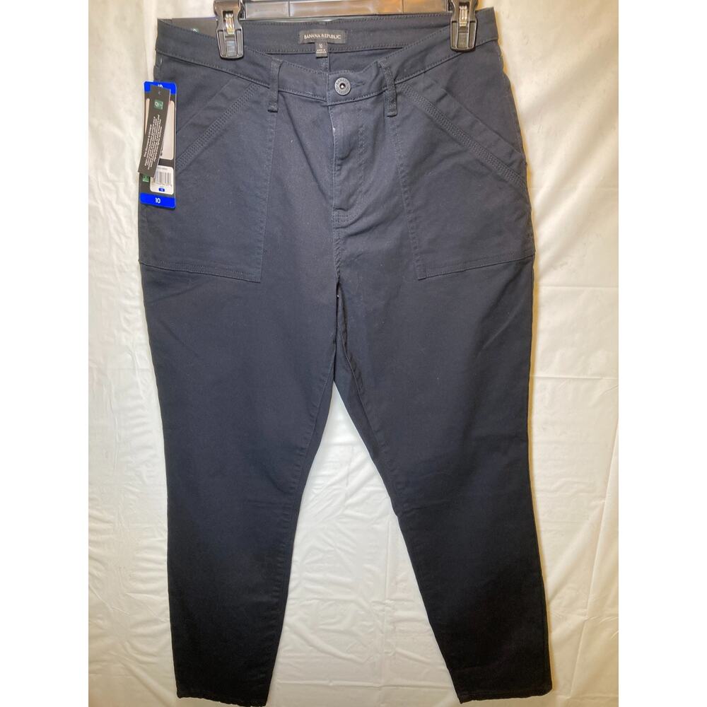 Banana Republic High Rise Twill Pant Womens Size 10 Black Ankle Office Casual